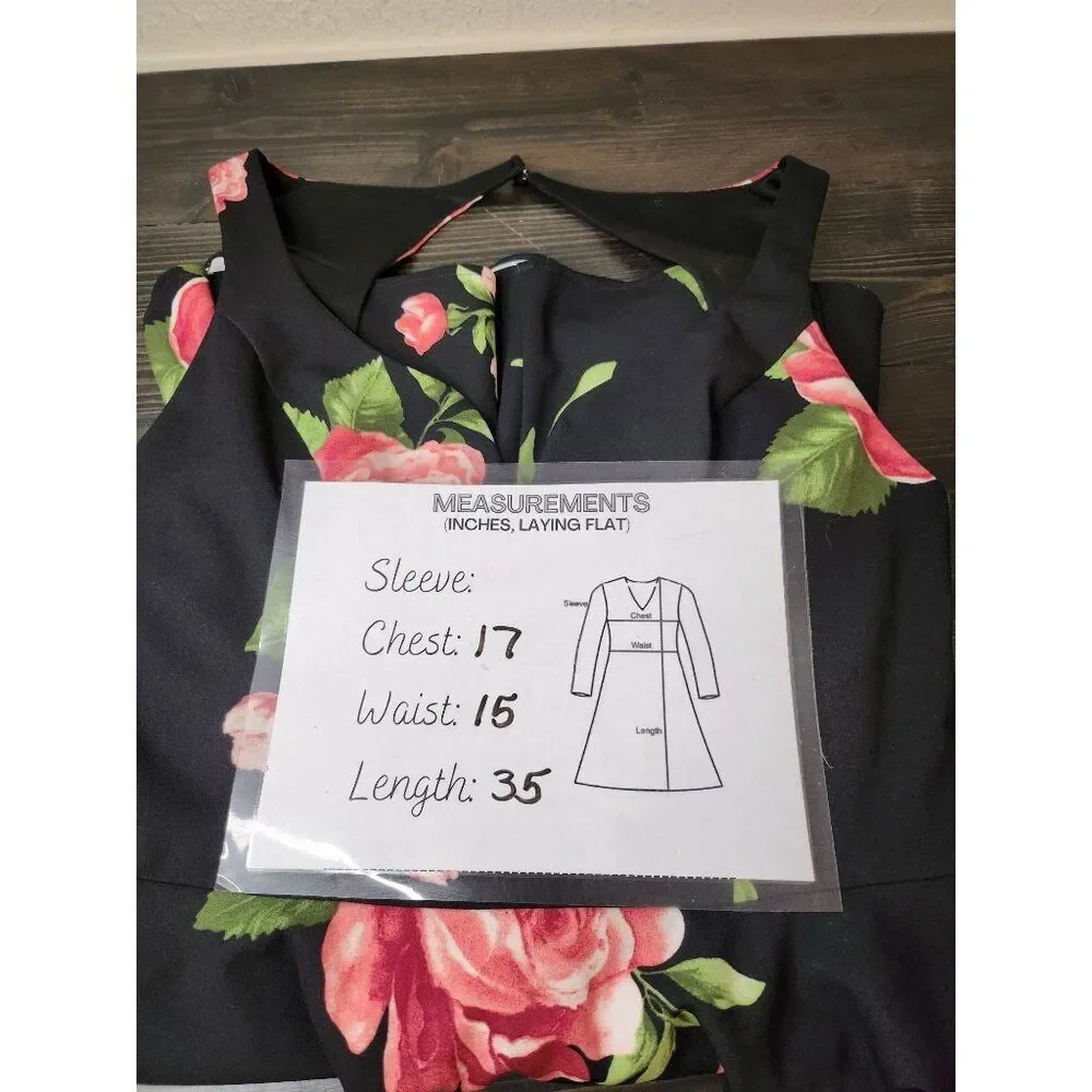 B. Smart‎ Sleeveless Floral V-Neck Skater Mini Dress Juniors Large